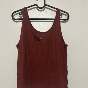 American Eagle Outfitters Maroon Ribbed Tank Top